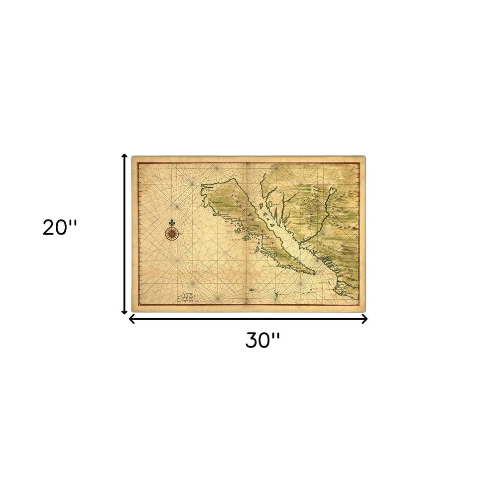 20" X 30" California As An Island C1650 Vintage Map Wall Art - Homeroots - Flyclothing LLC