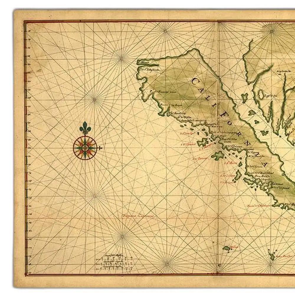 16" X 24" California As An Island C1650 Vintage Map Wall Art - Homeroots - Flyclothing LLC