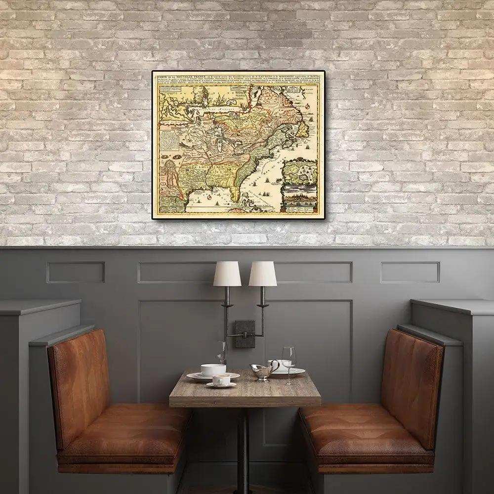 Vintage 1718 Map Of New France Unframed Print Wall Art - Homeroots - Flyclothing LLC