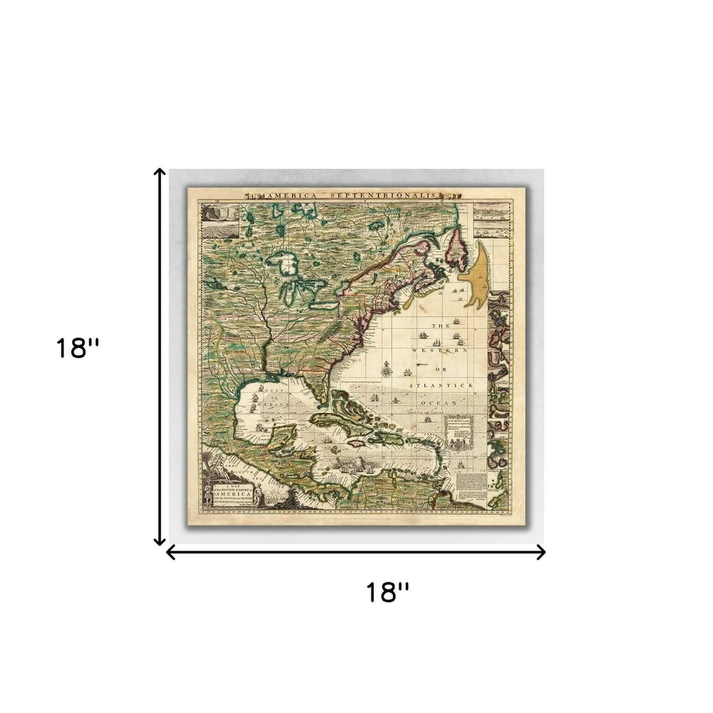 18" X 18" Vintage 1773 Map Of British Empire In North America Wall Art - Homeroots - Flyclothing LLC