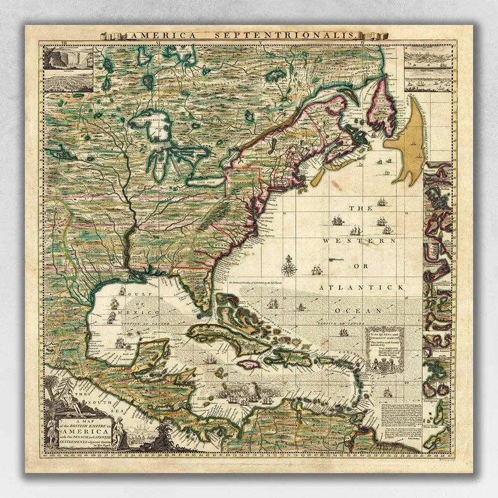Vintage 1771 Map Of North America Unframed Print Wall Art - Homeroots - Flyclothing LLC
