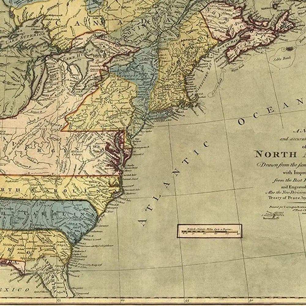 Vintage 1771 Map Of North America Unframed Print Wall Art - Homeroots - Flyclothing LLC
