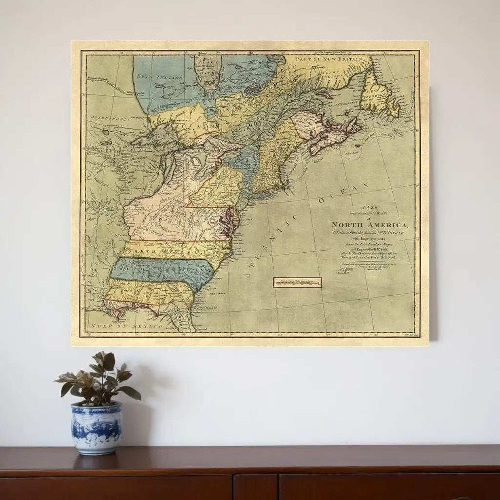 Vintage 1771 Map Of North America Unframed Print Wall Art - Homeroots - Flyclothing LLC