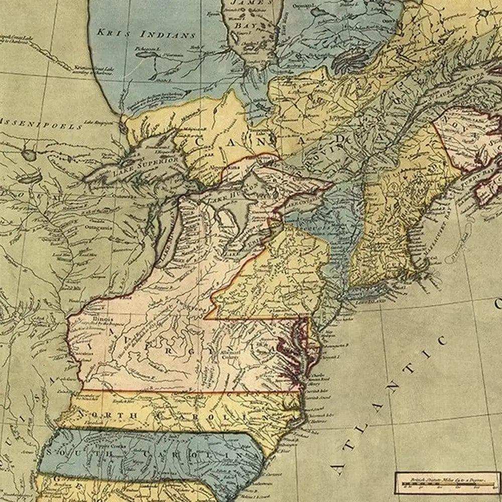 Vintage 1652 Map Of Early North America Unframed Print Wall Art - Homeroots - Flyclothing LLC