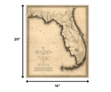 16" X 20" C1823 Early Map Of Florida Vintage Poster Wall Art - Homeroots - Flyclothing LLC