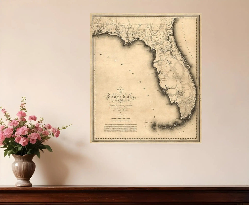 16" X 20" C1823 Early Map Of Florida Vintage Poster Wall Art - Homeroots - Flyclothing LLC