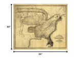24" X 30" Eagle Map Of America C1833 Vintage Poster Wall Art - Homeroots - Flyclothing LLC