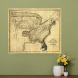 20" X 24" Eagle Map Of America C1833 Vintage Poster Wall Art - Homeroots - Flyclothing LLC