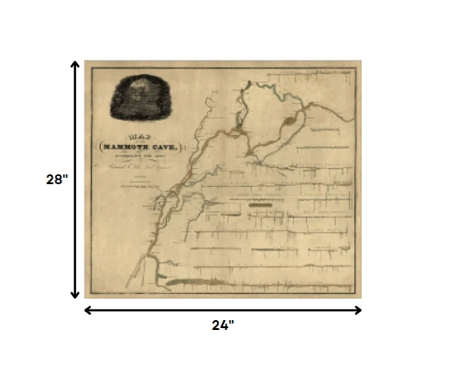 24" X 28" Map Of Kentucky Mammoth Cave Vintage Poster Wall Art - Homeroots - Flyclothing LLC