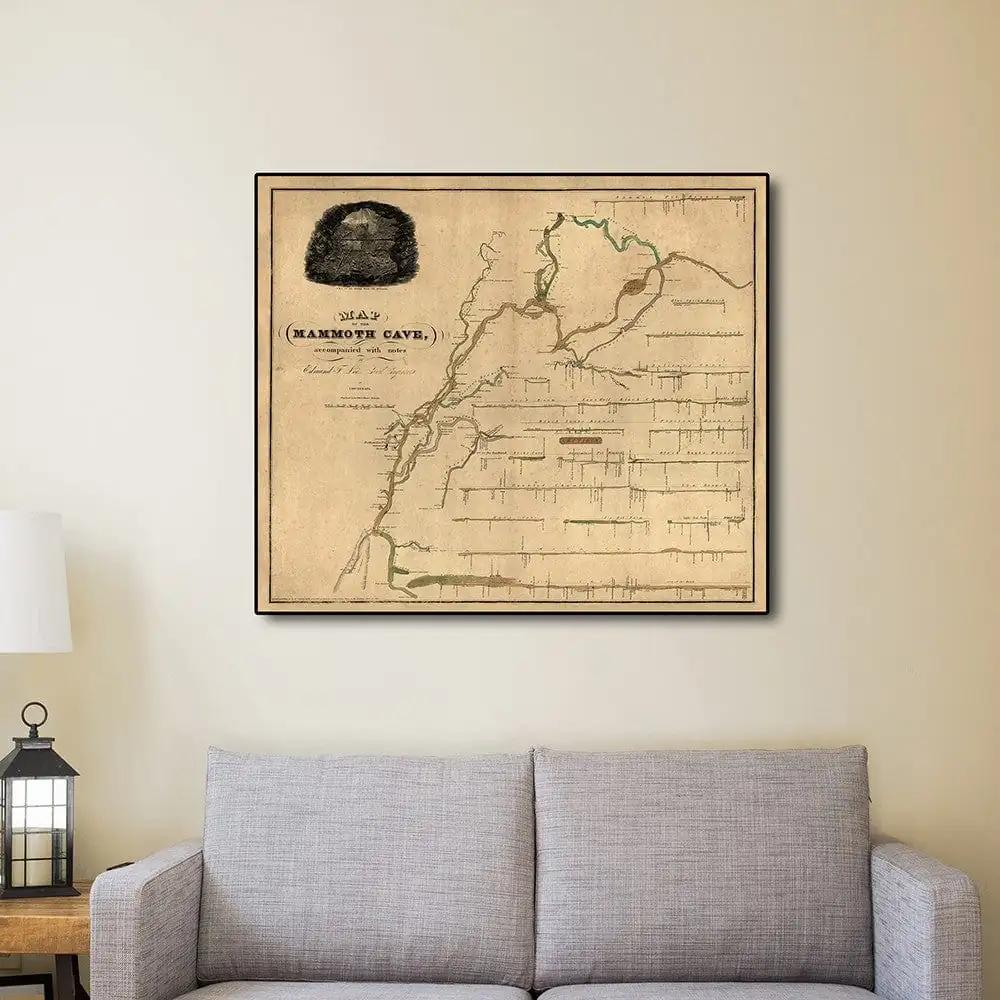 16" X 20" Map Of Kentucky Mammoth Cave Vintage Poster Wall Art - Homeroots - Flyclothing LLC