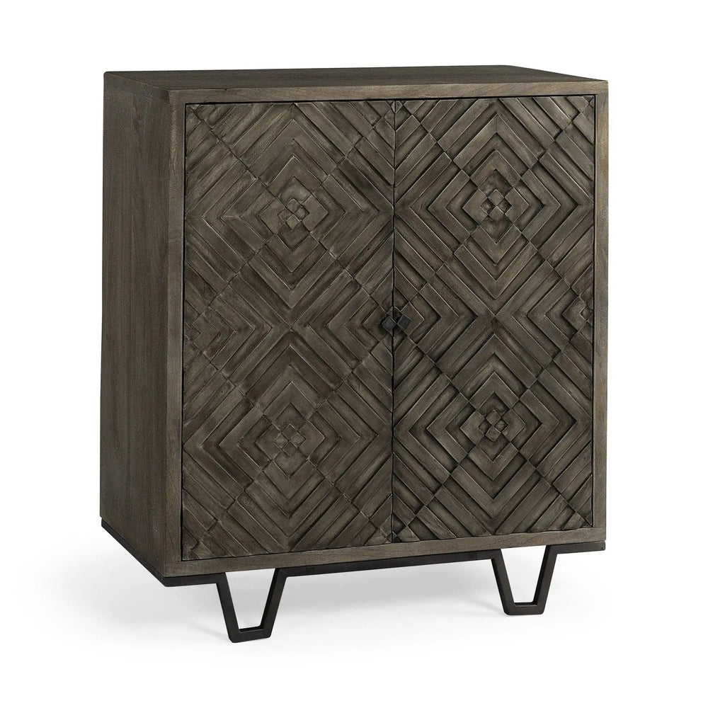 16" Black and Dark Brown Accent Cabinet With One Shelf - Homeroots