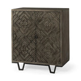 16" Black and Dark Brown Accent Cabinet With One Shelf - Homeroots