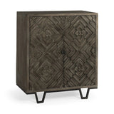 16" Black and Dark Brown Accent Cabinet With One Shelf - Homeroots