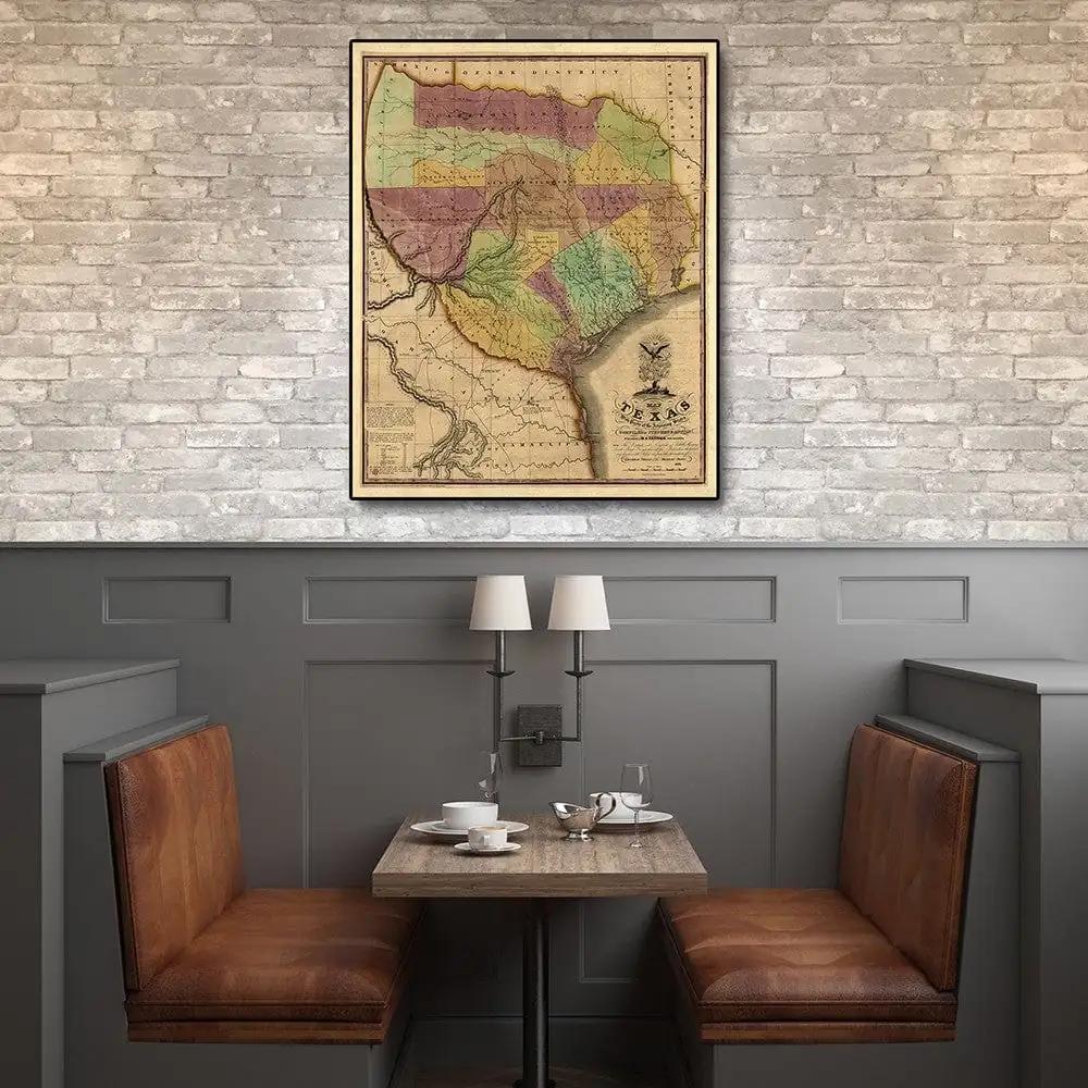 20" X 24" Texas And Surroundings C1837 Vintage Map Poster Wall Art - Homeroots - Flyclothing LLC