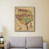 20" X 24" Texas And Surroundings C1837 Vintage Map Poster Wall Art - Homeroots - Flyclothing LLC