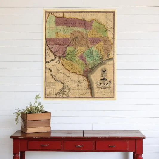 20" X 24" Texas And Surroundings C1837 Vintage Map Poster Wall Art - Homeroots