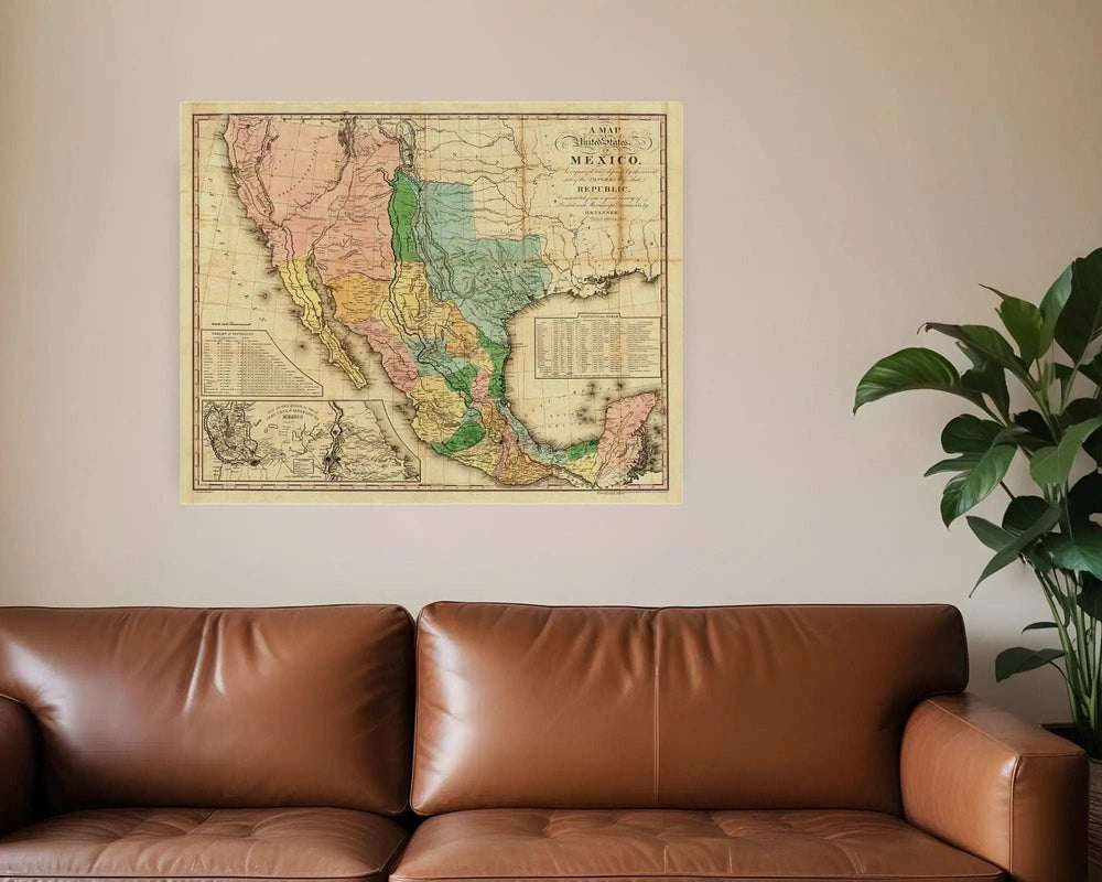 Vintage 1846 Map Of Mexico Unframed Print Wall Art - Homeroots - Flyclothing LLC