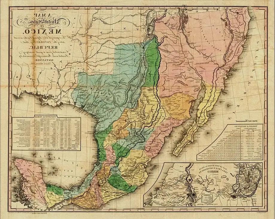 20" X 24" Vintage 1846 Map Of Mexico Wall Art - Homeroots - Flyclothing LLC
