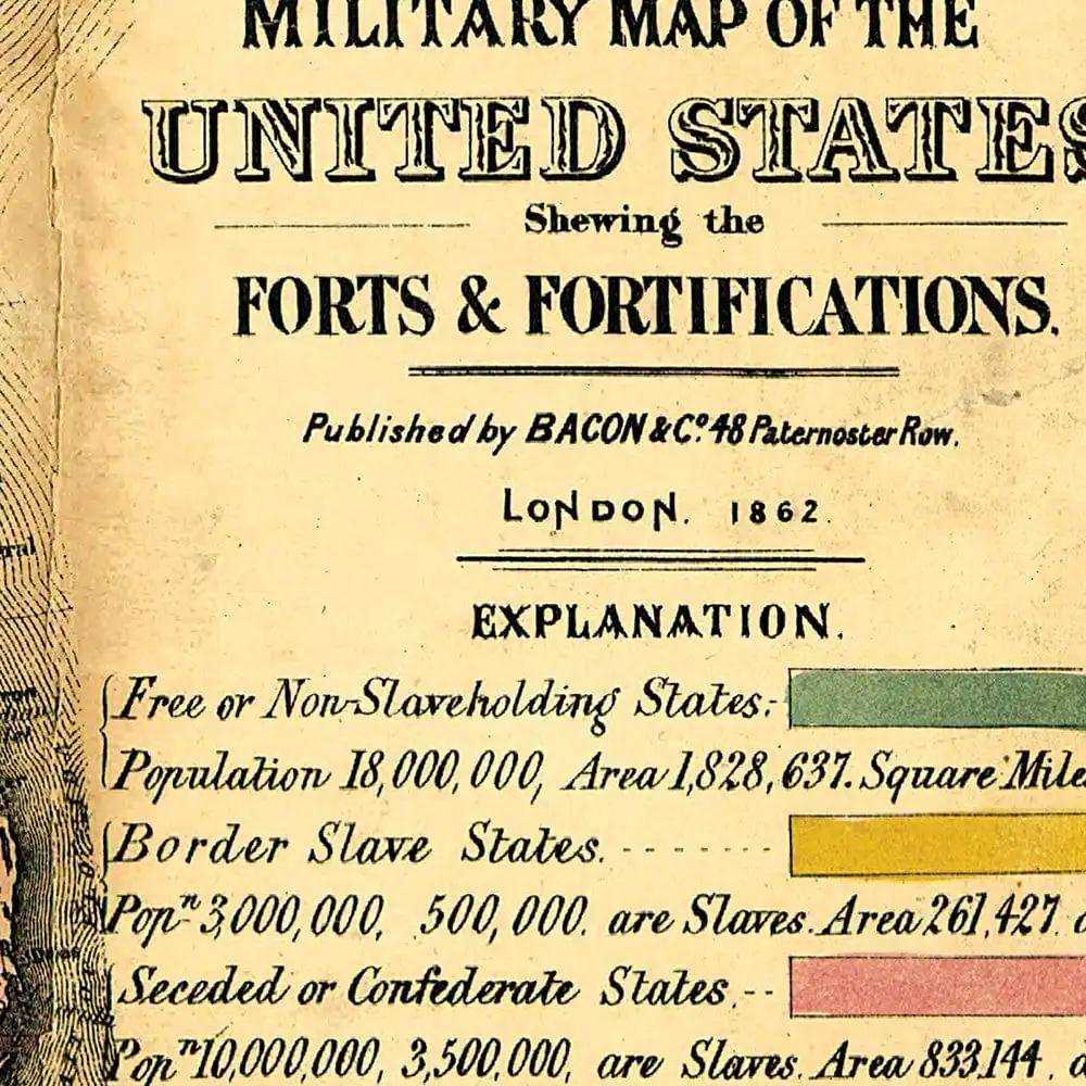 Vintage 1862 Civil War Map Unframed Print Wall Art - Homeroots - Flyclothing LLC