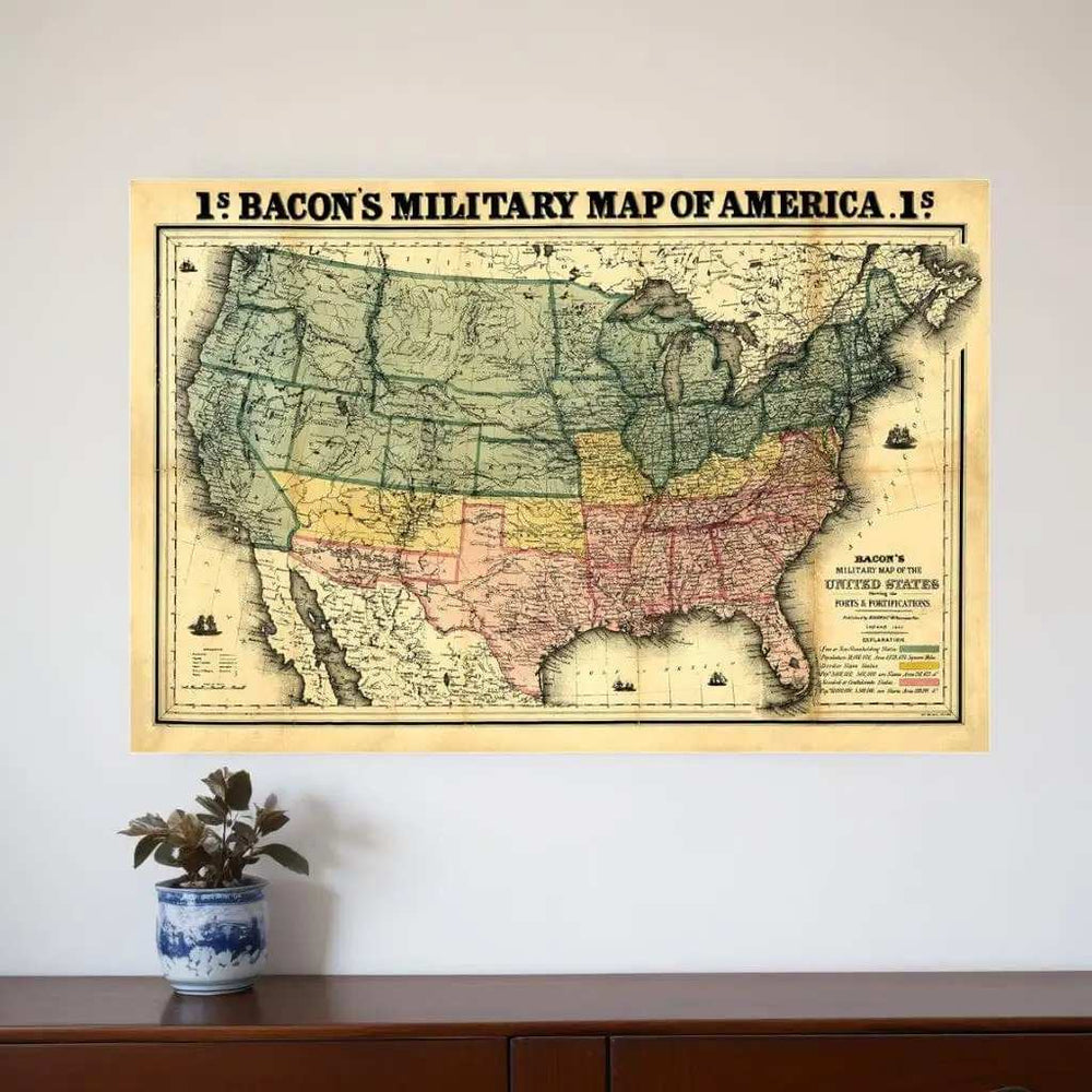 Vintage 1862 Civil War Map Unframed Print Wall Art - Homeroots - Flyclothing LLC