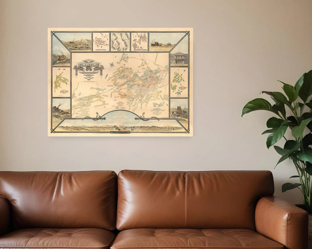 24" X 32" Map Of Tombstone Mining District Vintage Travel Poster Wall Art - Homeroots - Flyclothing LLC