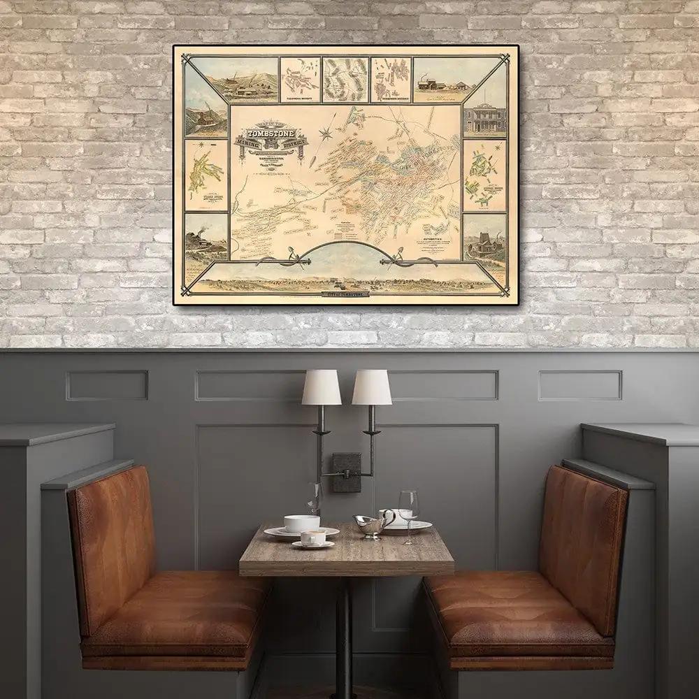 20" X 28" Map Of Tombstone Mining District Vintage Travel Poster Wall Art - Homeroots - Flyclothing LLC