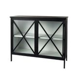 Slender Sleek Black Two Door Glass Cabinet - Homeroots - Flyclothing LLC