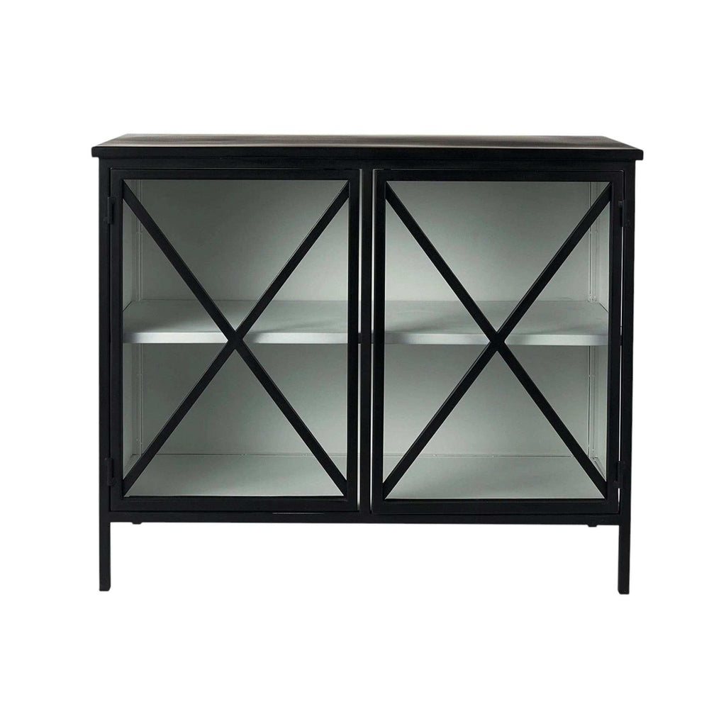 Slender Sleek Black Two Door Glass Cabinet - Homeroots - Flyclothing LLC