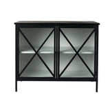 Slender Sleek Black Two Door Glass Cabinet - Homeroots - Flyclothing LLC
