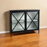 Slender Sleek Black Two Door Glass Cabinet - Homeroots - Flyclothing LLC