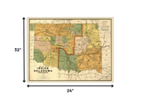 24" X 32" Map Of Indian And Oklahoma Territories Vintage Poster Wall Art - Homeroots - Flyclothing LLC