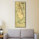 24" X 60" Map Of Jacksonville Florida Vintage Poster Wall Art - Homeroots - Flyclothing LLC