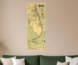 24" X 60" Map Of Jacksonville Florida Vintage Poster Wall Art - Homeroots - Flyclothing LLC