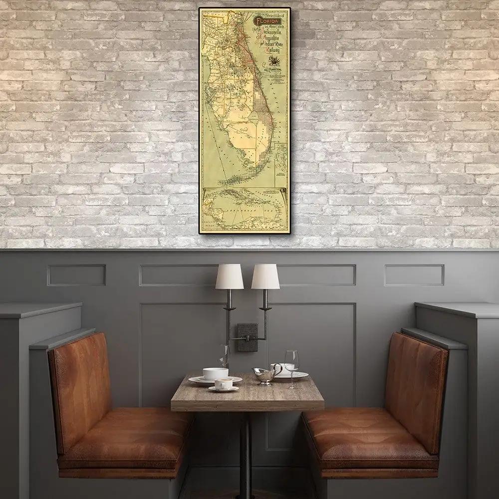 16" X 36" Map Of Jacksonville Florida Vintage Poster Wall Art - Homeroots - Flyclothing LLC