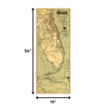 16" X 36" Map Of Jacksonville Florida Vintage Poster Wall Art - Homeroots - Flyclothing LLC