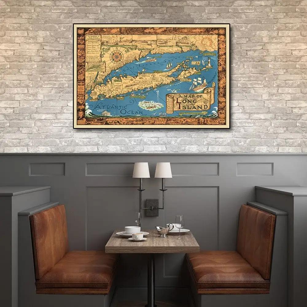 20" X 30" Vintage 1933 Map Of Long Island Wall Art - Homeroots - Flyclothing LLC