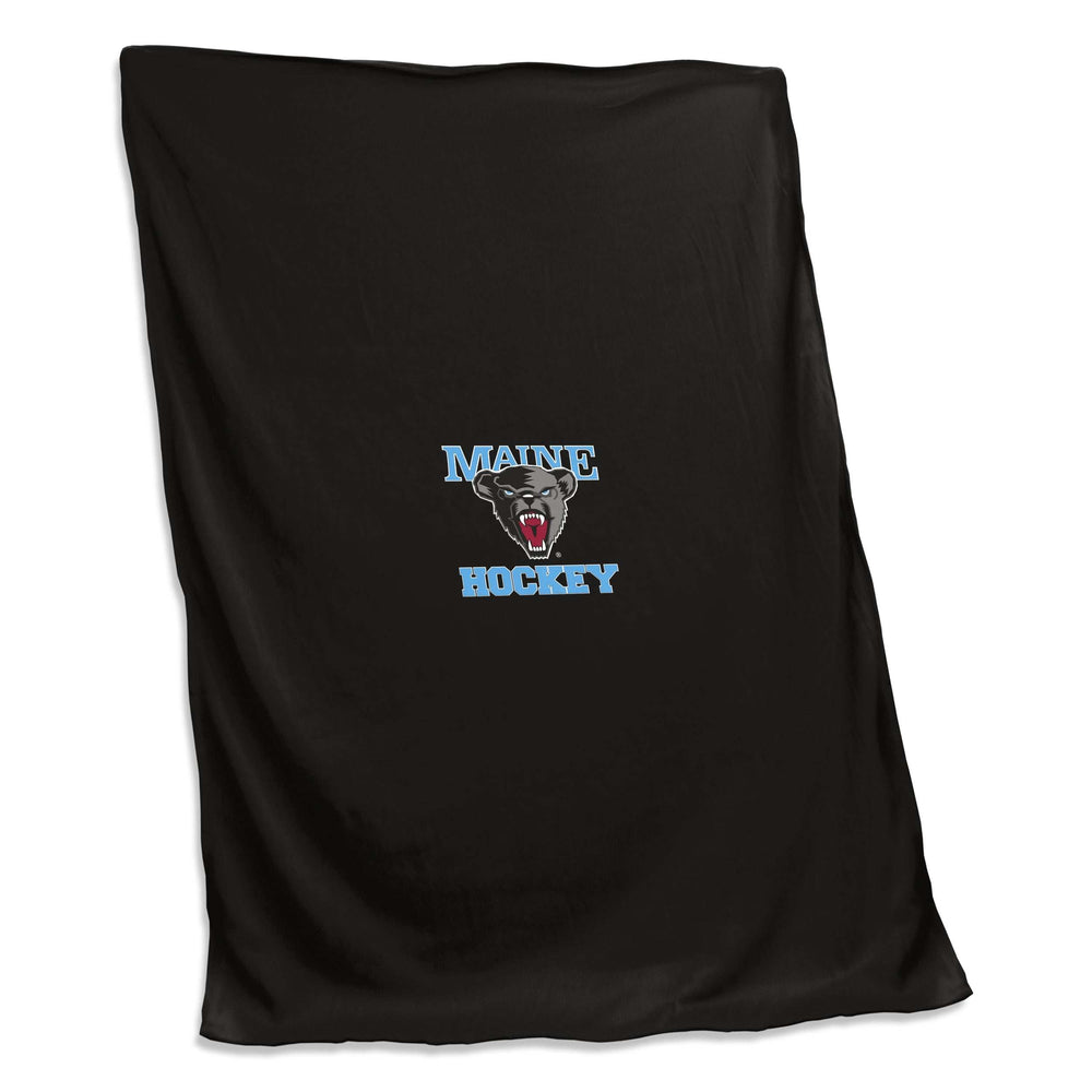 Maine Black Screened Sweatshirt Blanket f/ Hockey Logo - Logo Brands - Flyclothing LLC