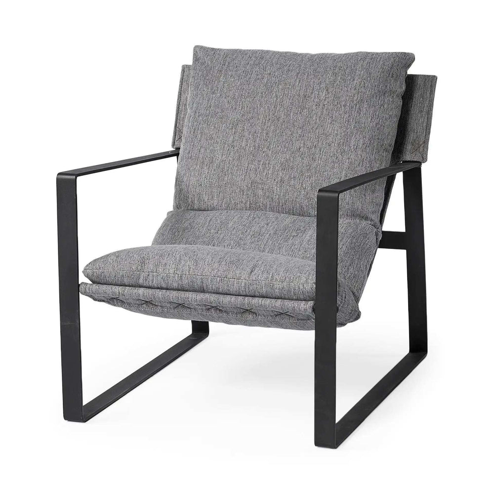 Stone Gray And Black Metal Sling Chair - Homeroots - Flyclothing LLC