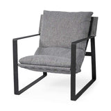 Stone Gray And Black Metal Sling Chair - Homeroots - Flyclothing LLC