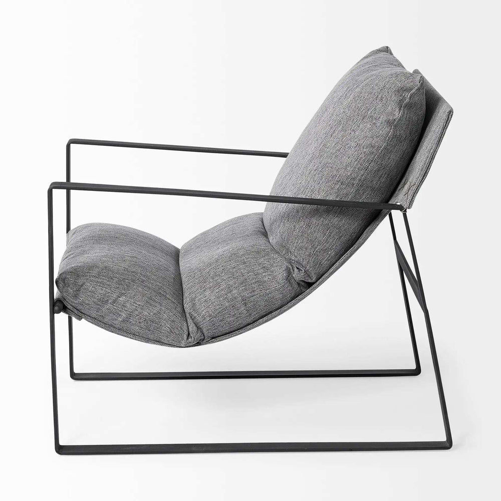 Stone Gray And Black Metal Sling Chair - Homeroots - Flyclothing LLC