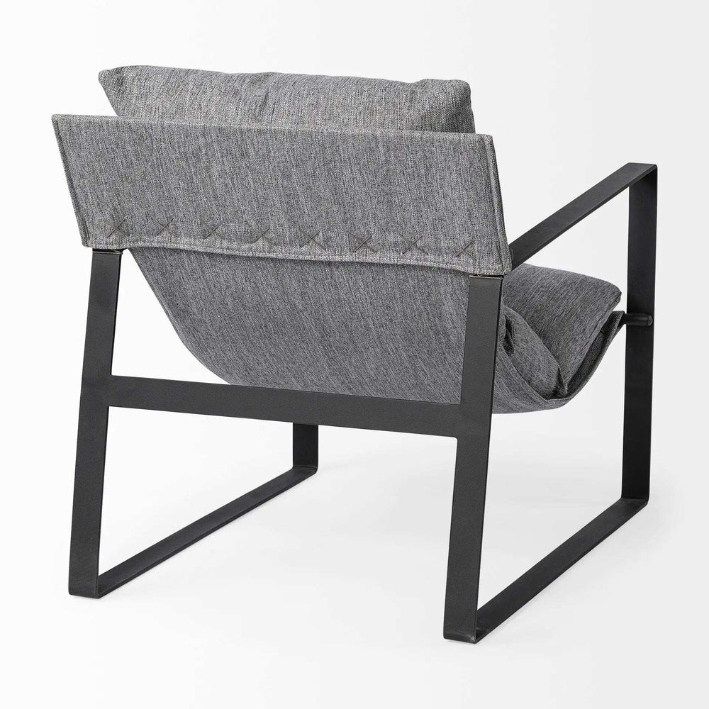 Stone Gray And Black Metal Sling Chair - Homeroots - Flyclothing LLC