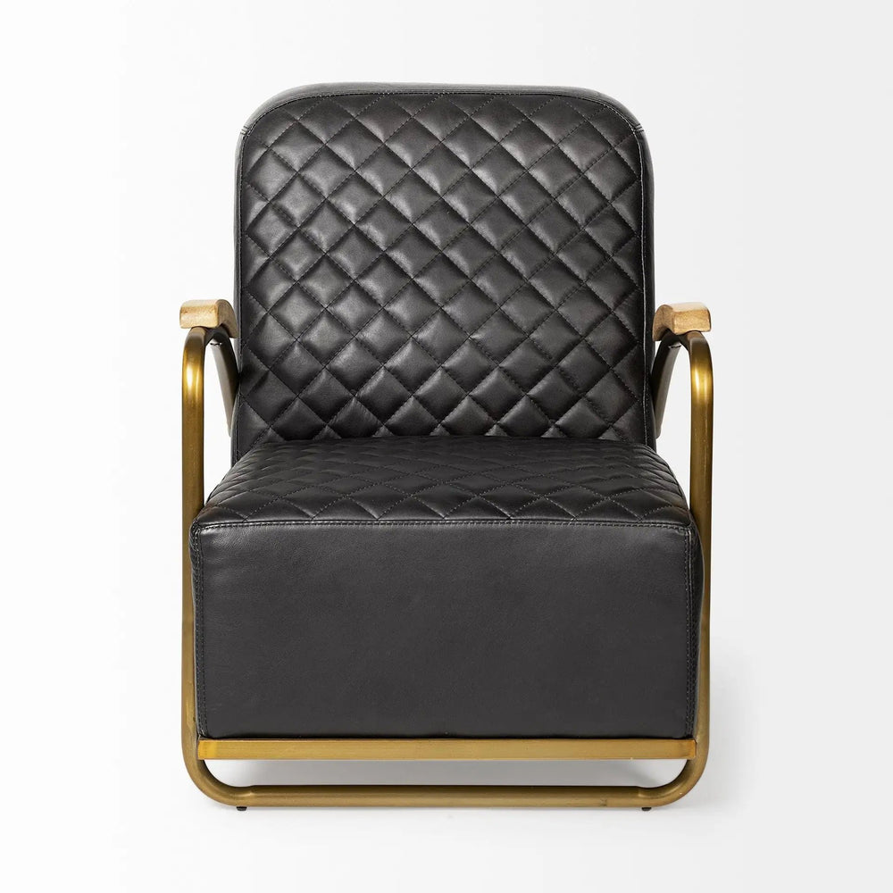 36" Black And Gold Leather Lounge Chair - Homeroots