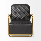 36" Black And Gold Leather Lounge Chair - Homeroots