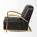 36" Black And Gold Leather Lounge Chair - Homeroots