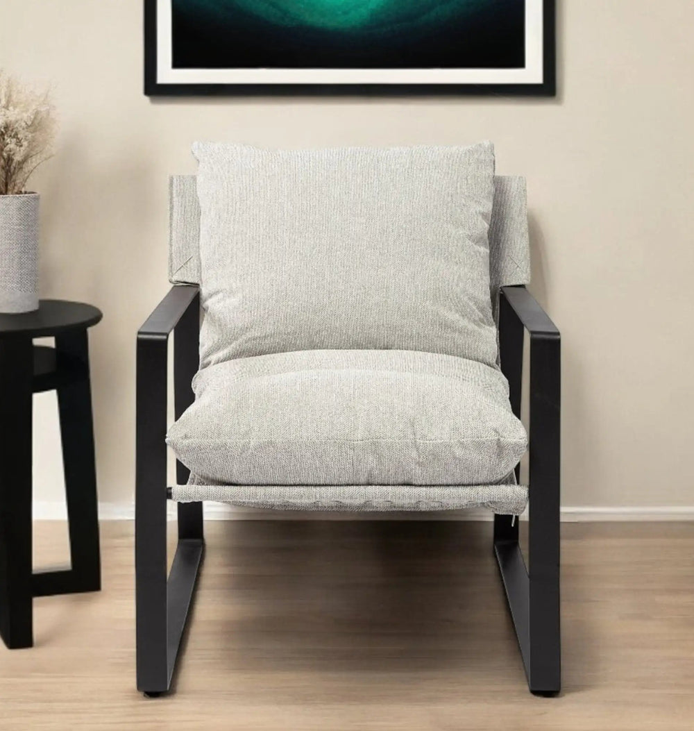 35" Gray And Black Fabric Lounge Chair - Homeroots