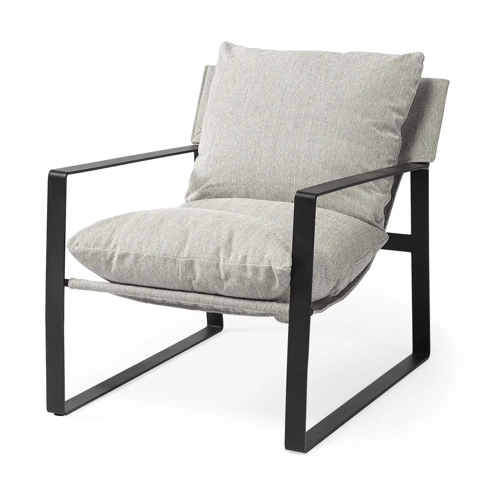 35" Gray And Black Fabric Lounge Chair - Homeroots