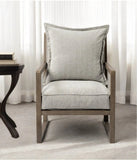 32" Ash Gray And Brown Fabric Arm Chair - Homeroots