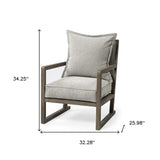 32" Ash Gray And Brown Fabric Arm Chair - Homeroots