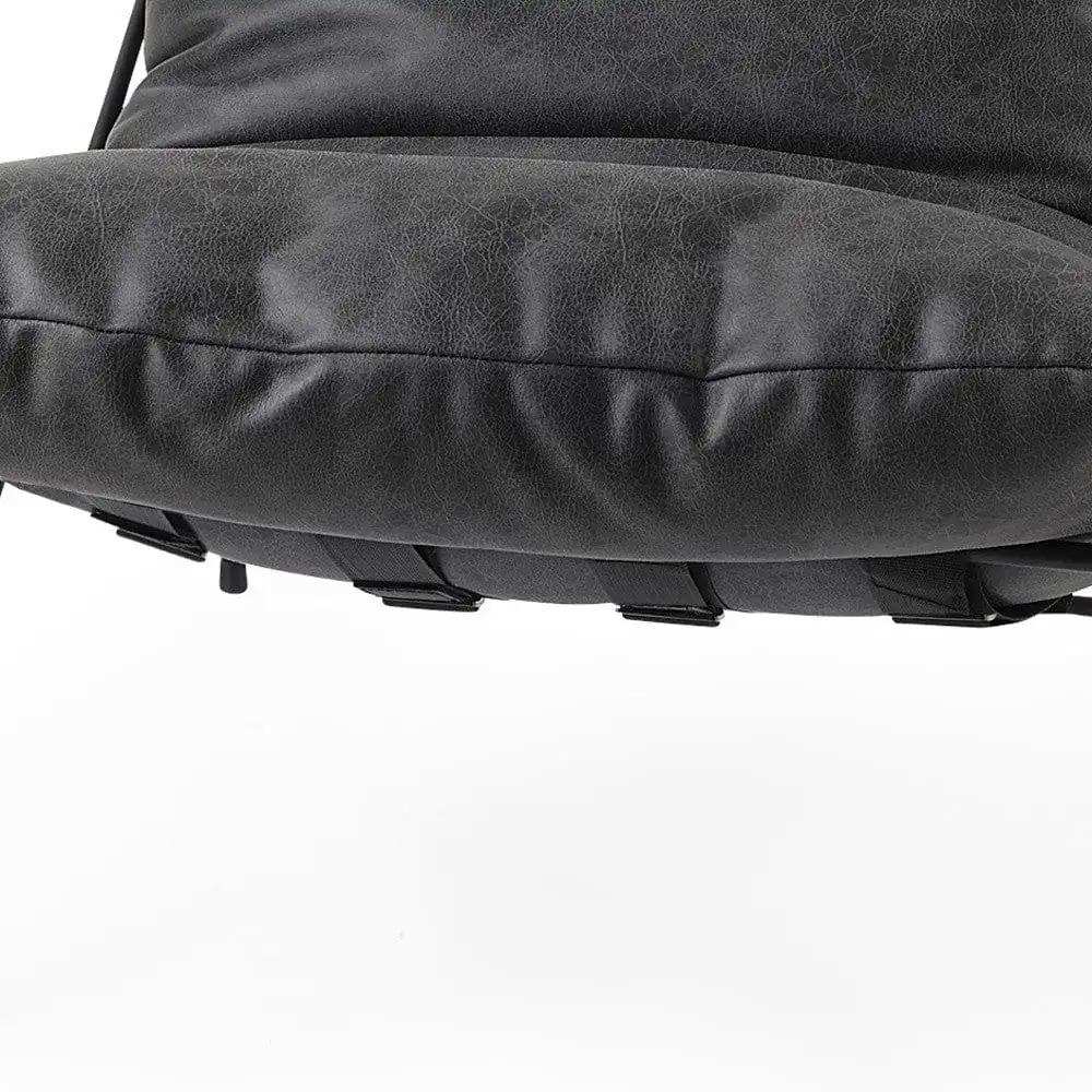 Black Faux Leather Contemporary Metal Chair - Homeroots - Flyclothing LLC