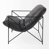 Black Faux Leather Contemporary Metal Chair - Homeroots - Flyclothing LLC